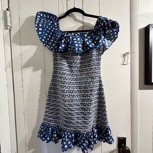 ANTHROPOLOGIE Blue and White CHECKERED Dress